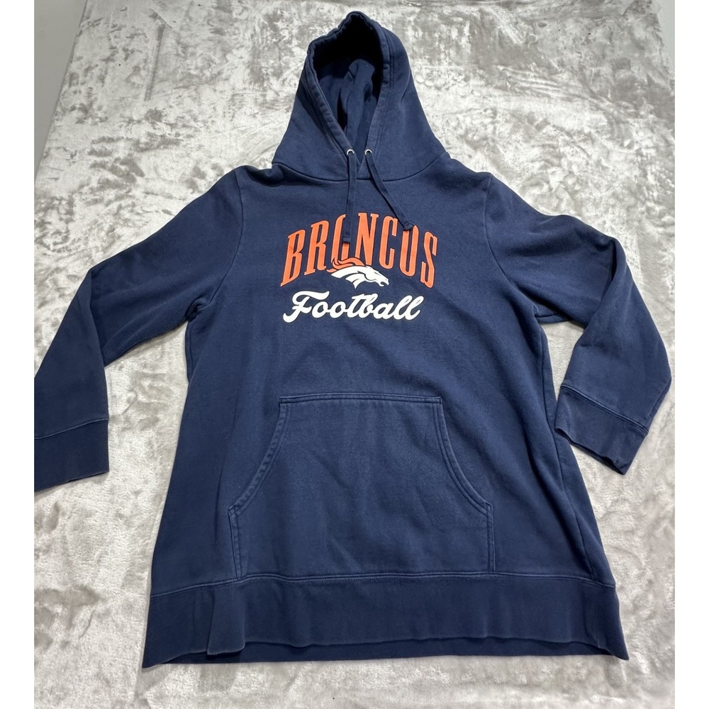 Denver Broncos NFL Pro‎ Line Fanatics Performance Hoodie Mens 2XL XXL Blue EUC